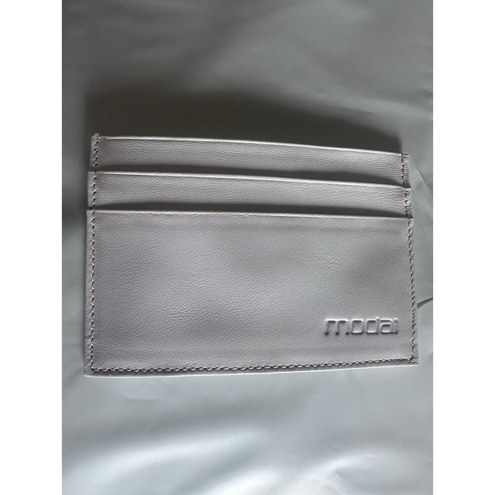 Moda Spana Minimalist Leather Card/Cash Wallet White unisex